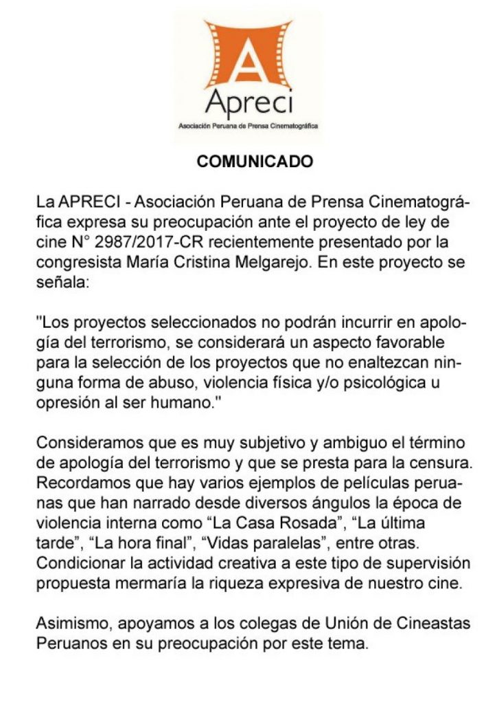 Perú: proyecto de ley de cine busca regular los contenidos de las películas  - NODAL